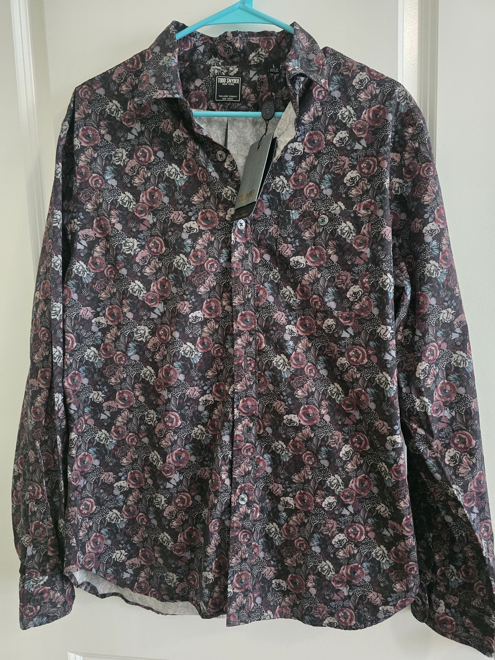 Todd Snyder Black Button-Down Shirt with Rose Floral Print